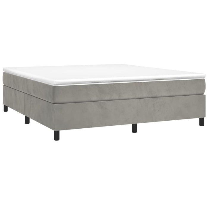 Pat box spring cu saltea, gri deschis, 160x200 cm, catifea - WALTI WALTI