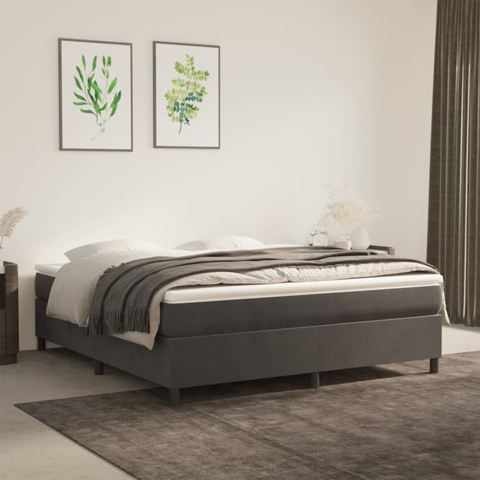 Pat box spring cu saltea, gri închis, 160x200 cm, catifea - WALTI WALTI