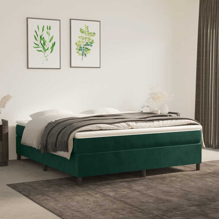 Pat box spring cu saltea, verde închis, 160x200 cm, catifea - WALTI WALTI