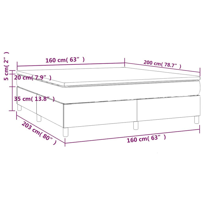 Pat box spring cu saltea, albastru închis, 160x200 cm, catifea - WALTI WALTI