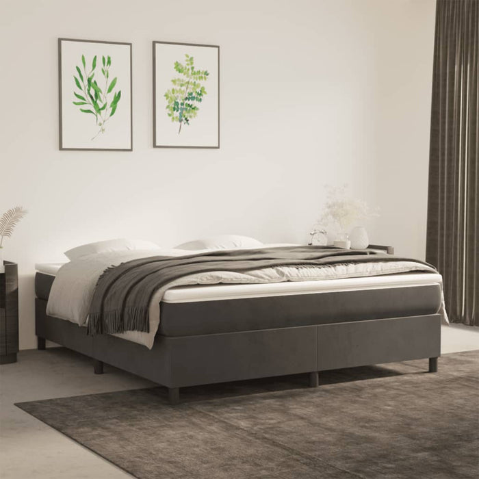 Pat box spring cu saltea, gri închis, 180x200 cm, catifea - WALTI WALTI