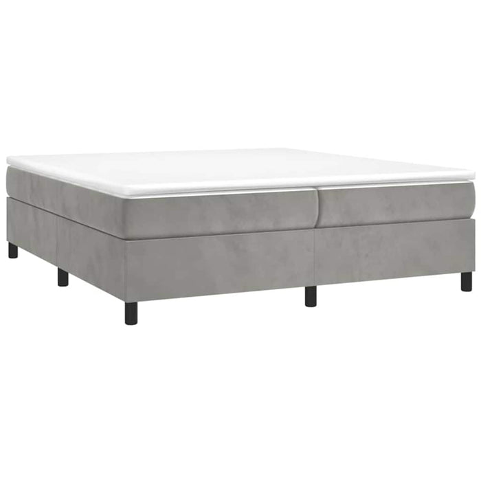 Pat box spring cu saltea, gri deschis, 200x200 cm, catifea - WALTI WALTI