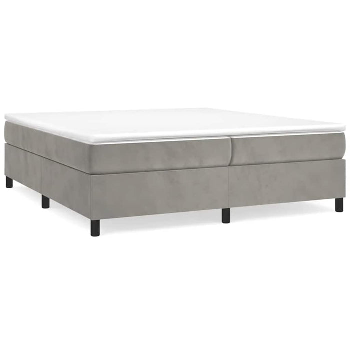 Pat box spring cu saltea, gri deschis, 200x200 cm, catifea - WALTI WALTI