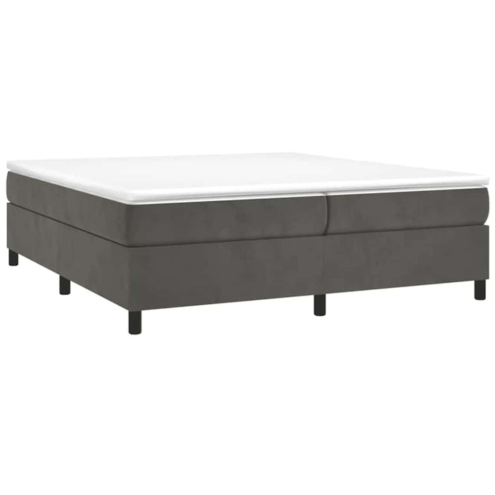 Pat box spring cu saltea, gri închis, 200x200 cm, catifea - WALTI WALTI