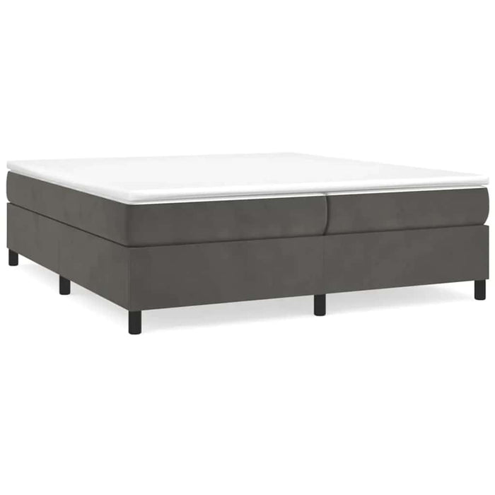 Pat box spring cu saltea, gri închis, 200x200 cm, catifea - WALTI WALTI