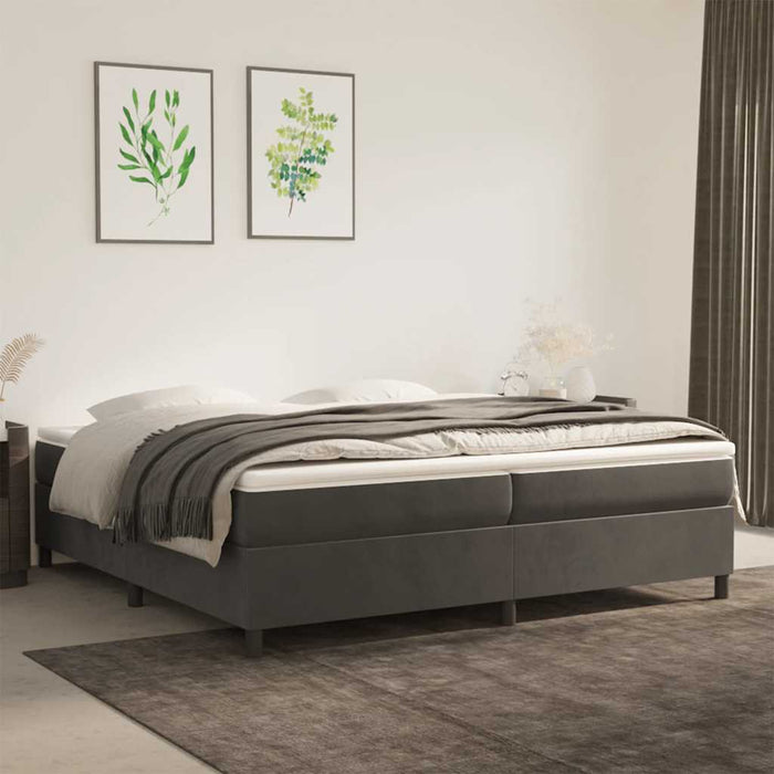Pat box spring cu saltea, gri închis, 200x200 cm, catifea - WALTI WALTI