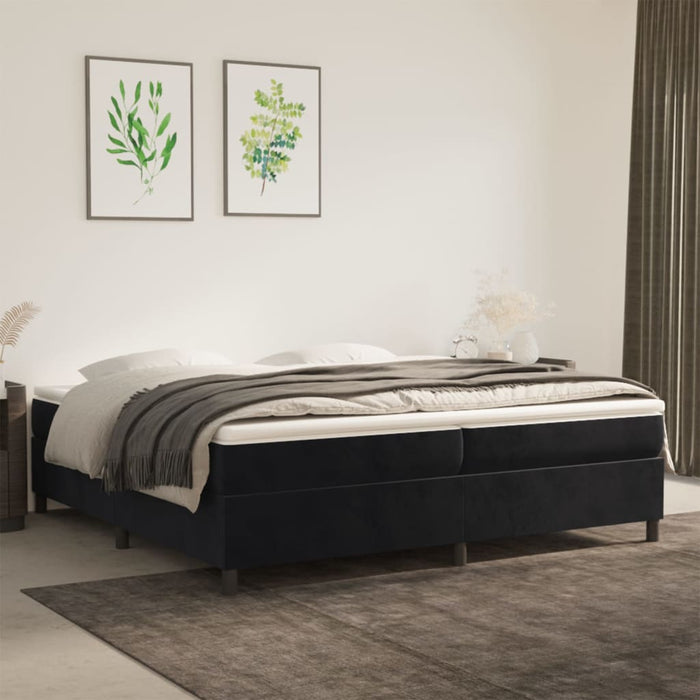 Pat box spring cu saltea, negru, 200x200 cm, catifea - WALTI WALTI