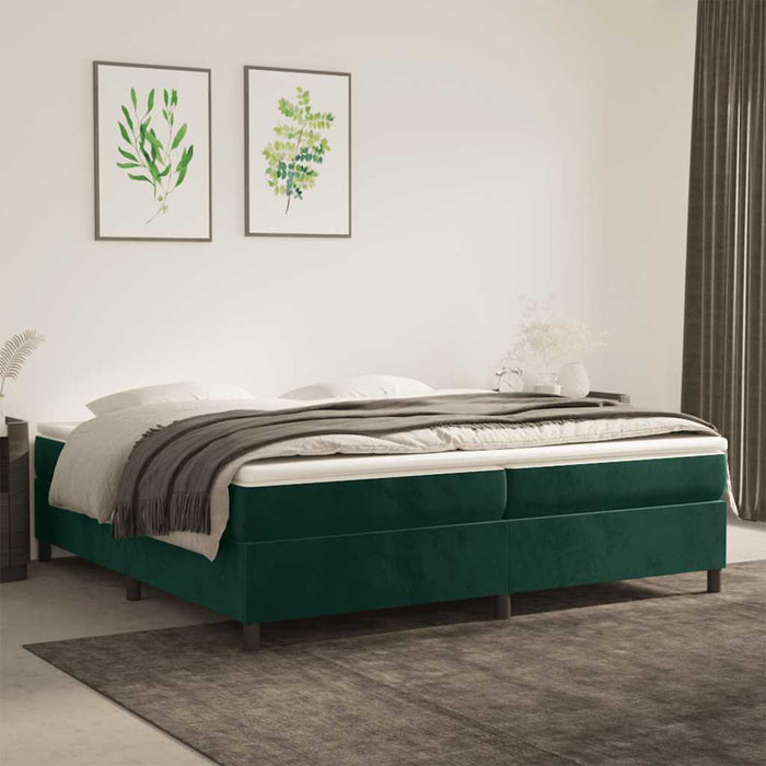 Pat box spring cu saltea, verde închis, 200x200 cm, catifea - WALTI WALTI