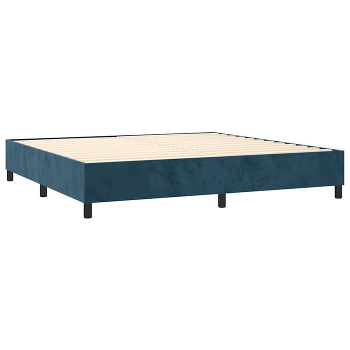 Pat box spring cu saltea, albastru închis, 200x200 cm, catifea - WALTI WALTI