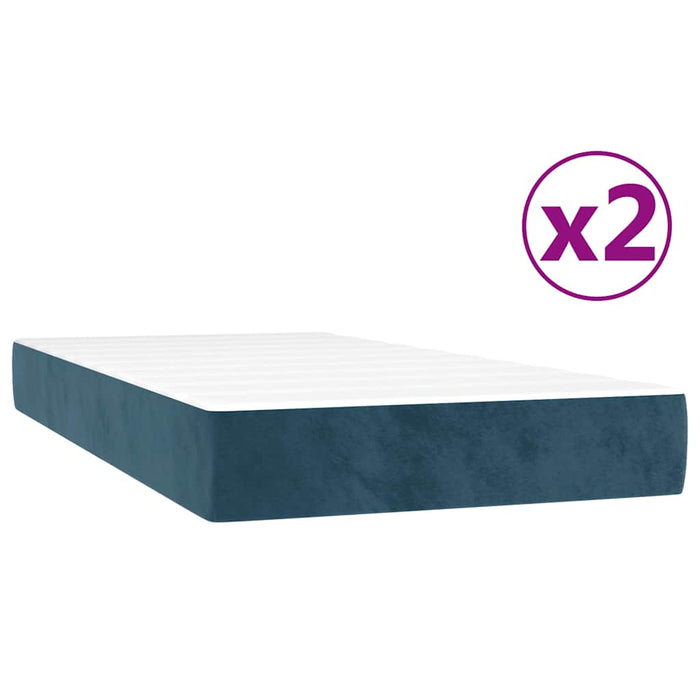 Pat box spring cu saltea, albastru închis, 200x200 cm, catifea - WALTI WALTI