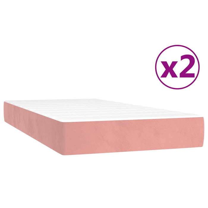 Pat box spring cu saltea, roz, 200x200 cm, catifea - WALTI WALTI