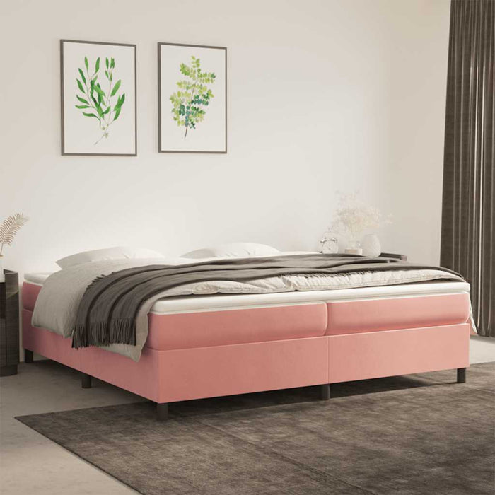 Pat box spring cu saltea, roz, 200x200 cm, catifea - WALTI WALTI