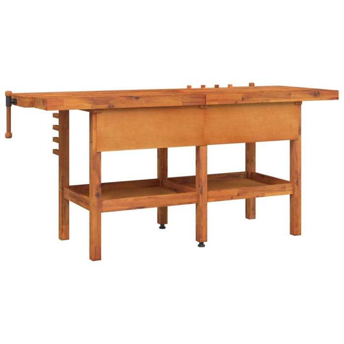 Banc de lucru cu sertare și menghine, 192x62x83 cm, lemn acacia - WALTI WALTI
