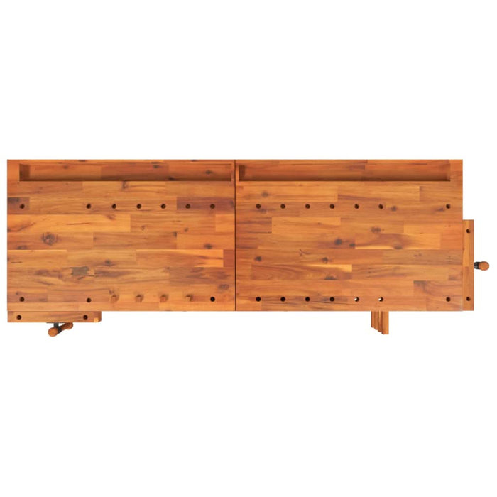 Banc de lucru cu sertare și menghine, 192x62x83 cm, lemn acacia - WALTI WALTI