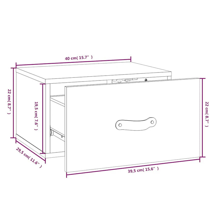 Noptiere de perete, 2 buc., gri, 40x29,5x22 cm - WALTI WALTI