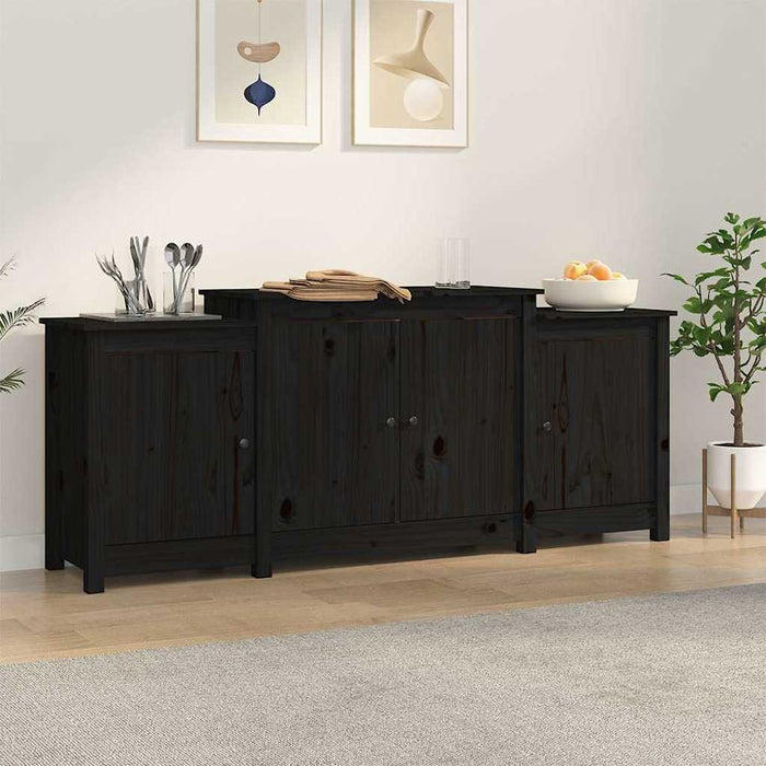 Servantă, negru, 164x37x68 cm, lemn masiv de pin WALTI