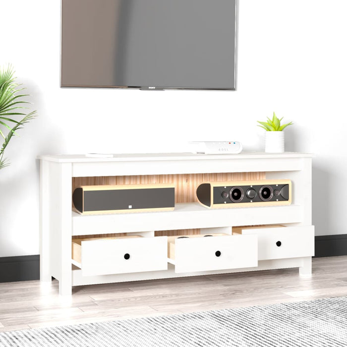 Comodă TV, alb, 114x35x52 cm, lemn masiv de pin - WALTI WALTI