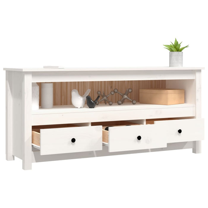 Comodă TV, alb, 114x35x52 cm, lemn masiv de pin - WALTI WALTI