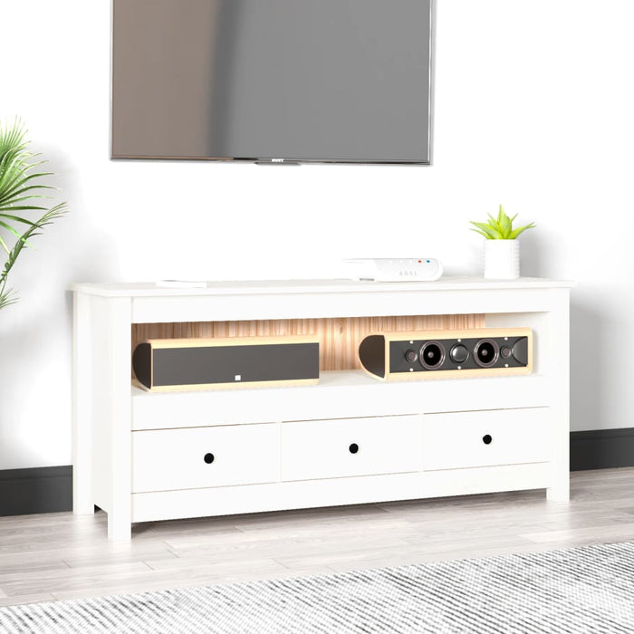 Comodă TV, alb, 114x35x52 cm, lemn masiv de pin - WALTI WALTI