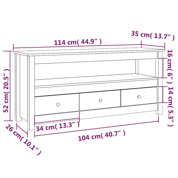 Comodă TV, gri, 114x35x52 cm, lemn masiv de pin WALTI