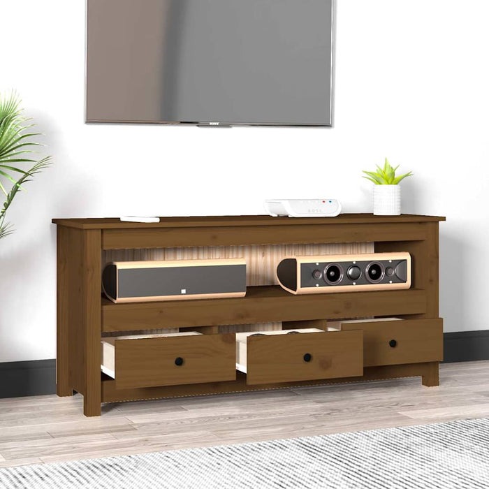Comodă TV, maro miere, 114x35x52 cm, lemn masiv de pin WALTI