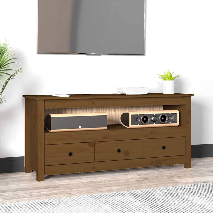 Comodă TV, maro miere, 114x35x52 cm, lemn masiv de pin WALTI