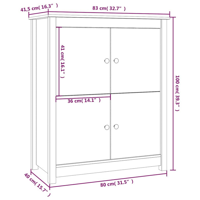 Servantă, gri, 83x41,5x100 cm, lemn masiv de pin WALTI