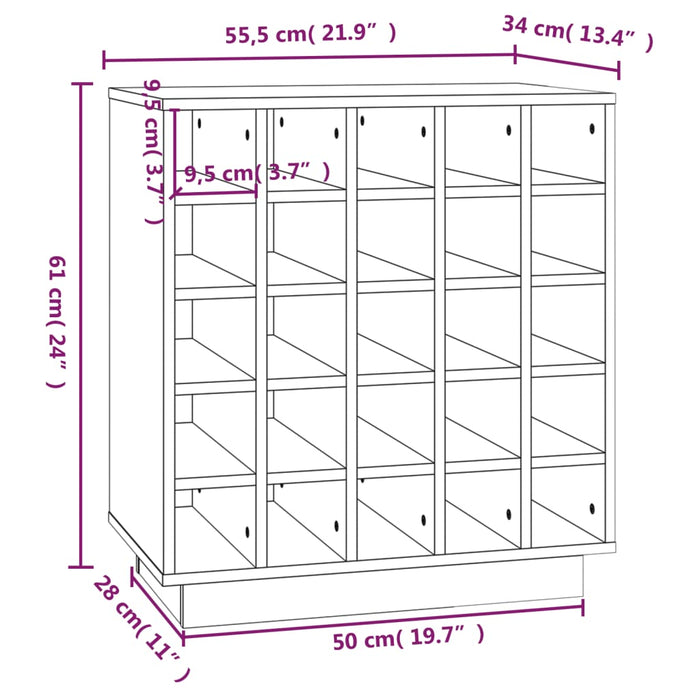 Dulap de vinuri, alb, 55,5x34x61 cm, lemn masiv de pin - WALTI WALTI