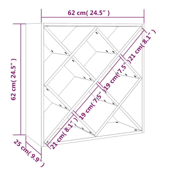 Dulap de vinuri, alb, 62x25x62 cm, lemn masiv de pin - WALTI WALTI