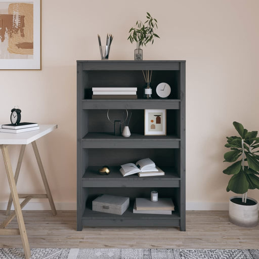 Bibliotecă, gri, 80x35x126 cm, lemn masiv de pin - WALTI WALTI