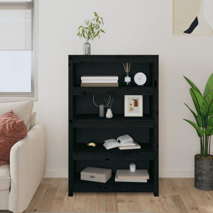 Bibliotecă, negru, 80x35x126 cm, lemn masiv de pin - WALTI WALTI