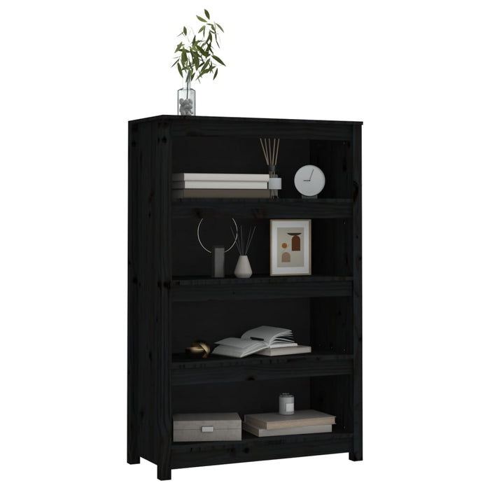 Bibliotecă, negru, 80x35x126 cm, lemn masiv de pin - WALTI WALTI