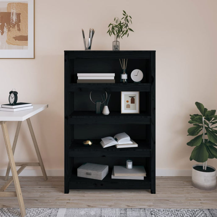 Bibliotecă, negru, 80x35x126 cm, lemn masiv de pin - WALTI WALTI