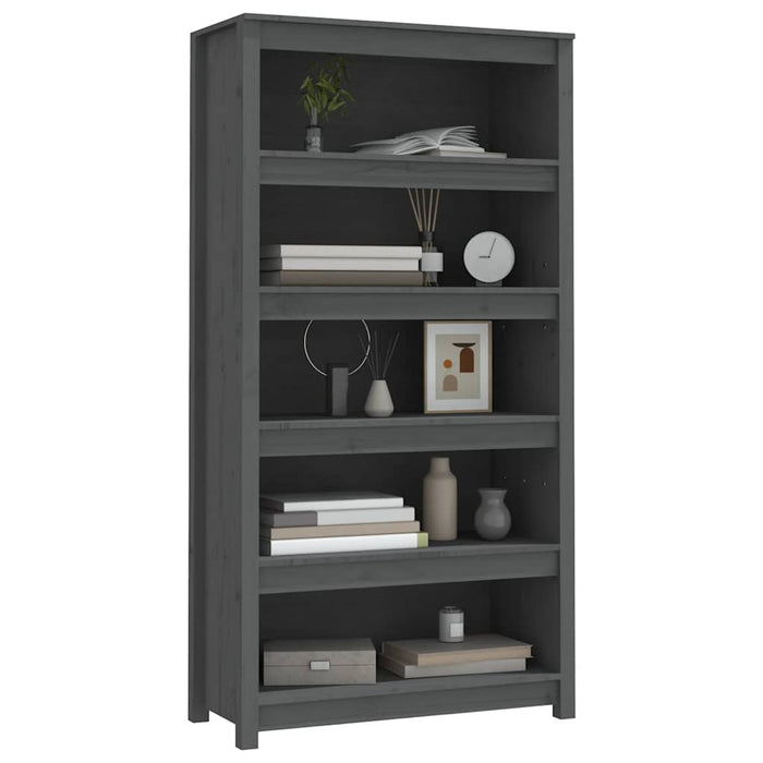 Bibliotecă, gri, 80x35x154 cm, lemn masiv de pin - WALTI WALTI
