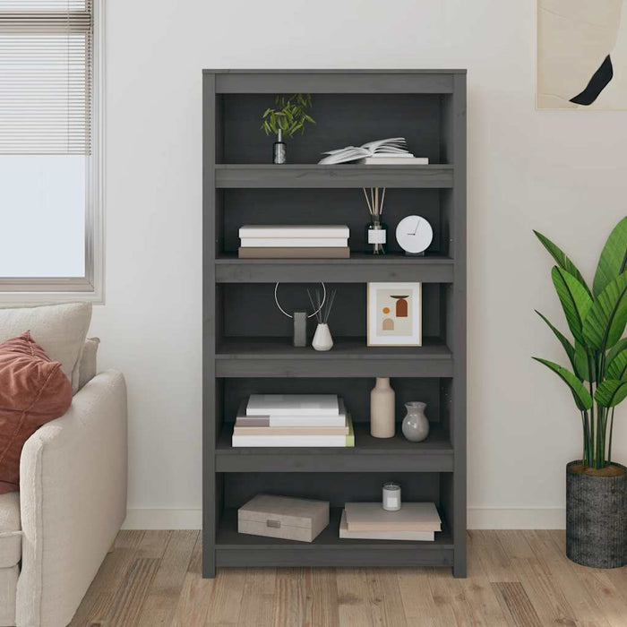 Bibliotecă, gri, 80x35x154 cm, lemn masiv de pin - WALTI WALTI