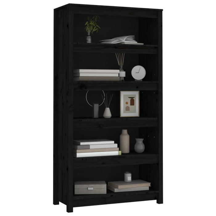 Bibliotecă, negru, 80x35x154 cm, lemn masiv de pin - WALTI WALTI