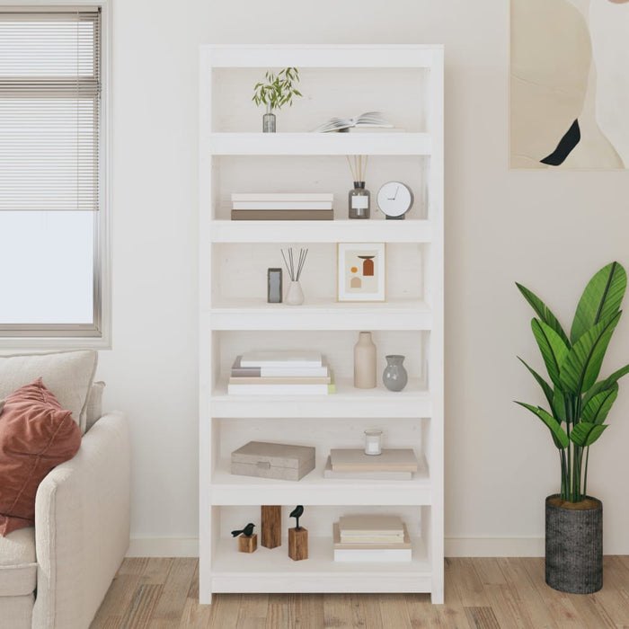 Bibliotecă, alb, 80x35x183 cm, lemn masiv de pin - WALTI WALTI