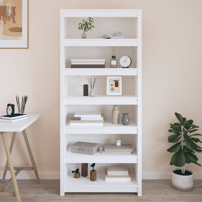 Bibliotecă, alb, 80x35x183 cm, lemn masiv de pin - WALTI WALTI