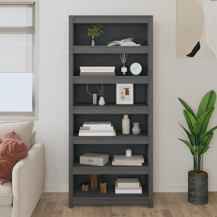 Bibliotecă, gri, 80x35x183 cm, lemn masiv de pin - WALTI WALTI