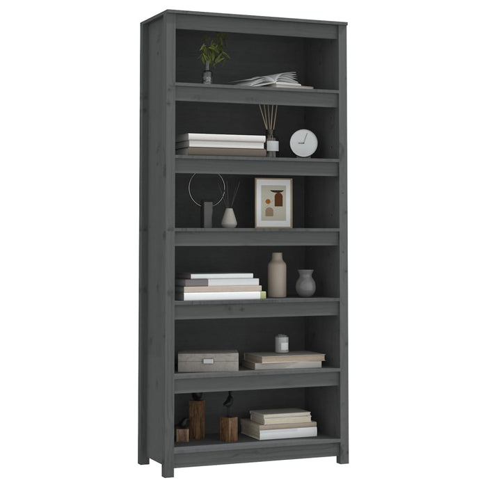 Bibliotecă, gri, 80x35x183 cm, lemn masiv de pin - WALTI WALTI