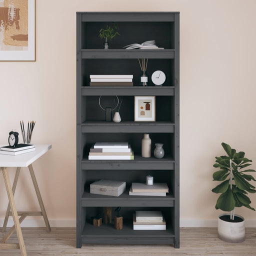 Bibliotecă, gri, 80x35x183 cm, lemn masiv de pin - WALTI WALTI