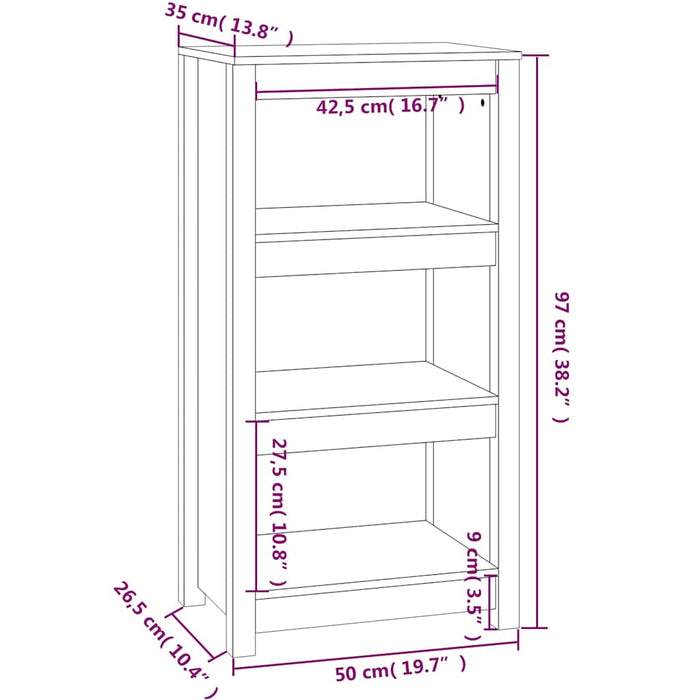 Bibliotecă, alb, 50x35x97 cm, lemn masiv de pin WALTI