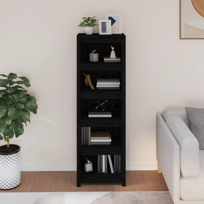 Bibliotecă, negru, 50x35x154 cm, lemn masiv de pin - WALTI WALTI