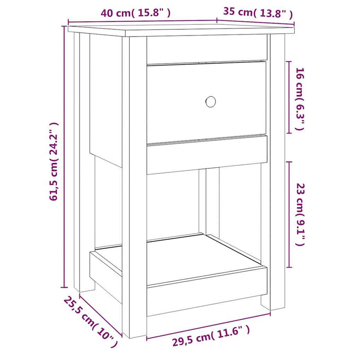 Noptiere, 2 buc., alb, 40x35x61,5 cm, lemn masiv de pin WALTI