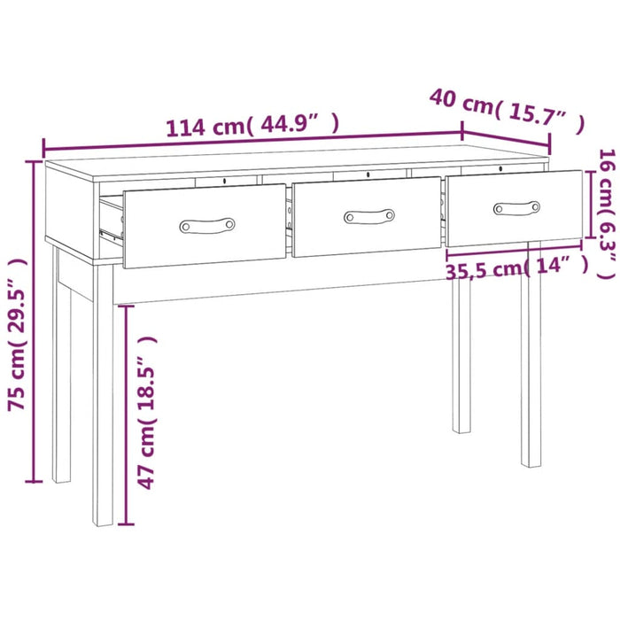 Masă consolă, gri, 114x40x75 cm, lemn masiv de pin - WALTI WALTI
