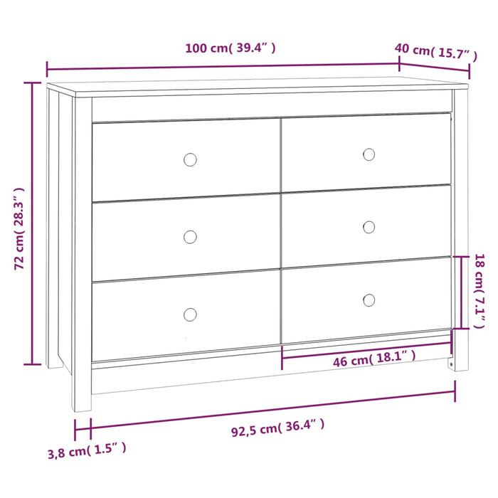 Dulap lateral, maro miere, 100x40x72 cm, lemn masiv de pin - WALTI WALTI