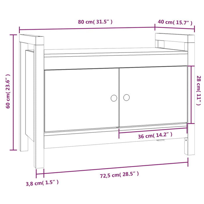 Bancă de hol, gri, 80x40x60 cm, lemn masiv pin WALTI