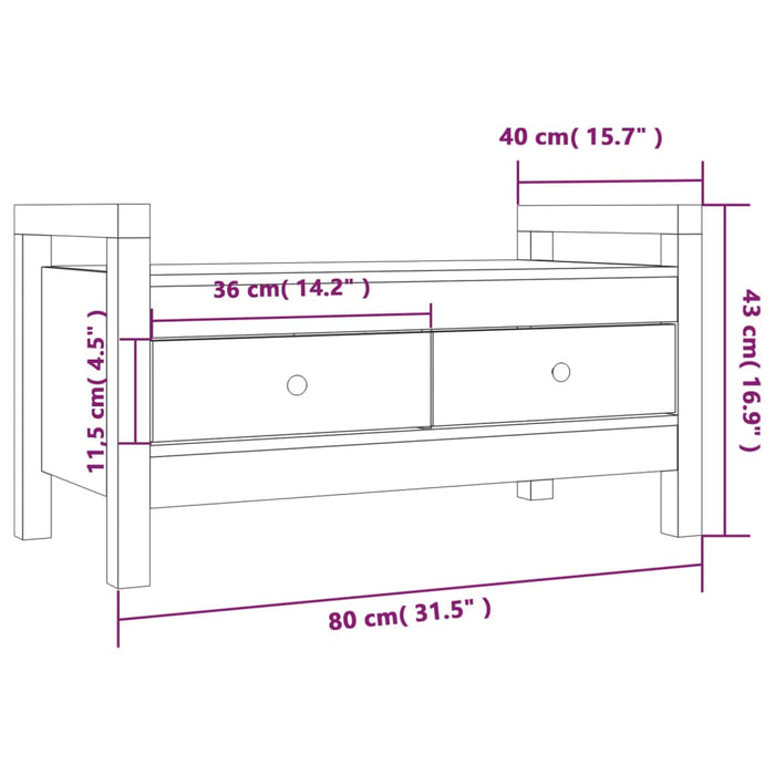 Bancă de hol, gri, 80x40x43 cm, lemn masiv pin WALTI