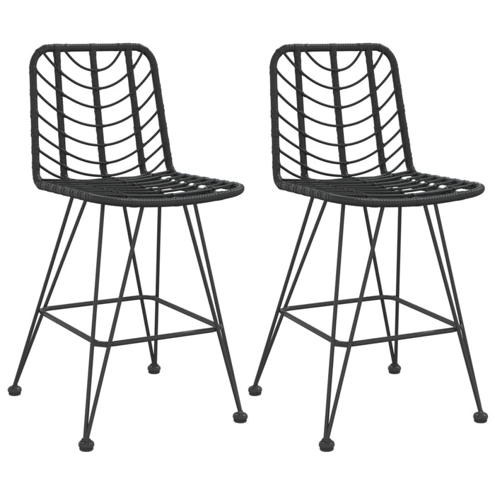 Taburete de bar, 2 buc., negru, 45x56x103,5 cm, ratan PE & oțel - WALTI WALTI