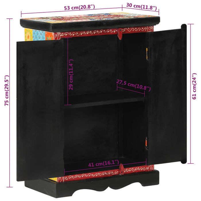 Dulap pictată manual cu uși 53x30x75 cm, lemn masiv de mango WALTI